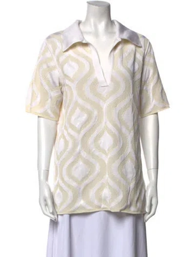 Pre-owned Pepa Pombo Printed V-neck Tunic In Neutral