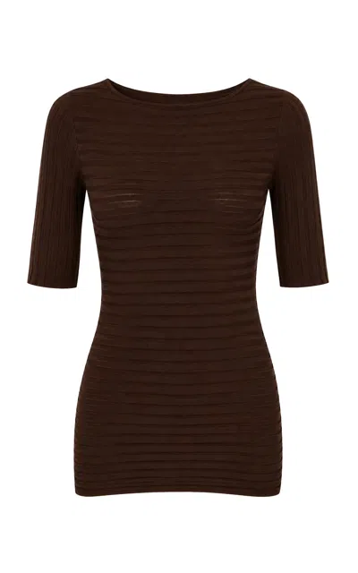 Pepa Pombo Ridere Rib Canalé Top In Brown