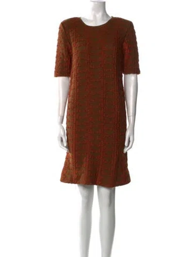 Pre-owned Pepa Pombo Scoop Neck Knee-length Dress In Brown