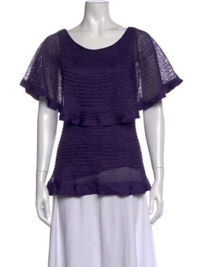 Pre-owned Pepa Pombo Scoop Neck Short Sleeve Top In Purple