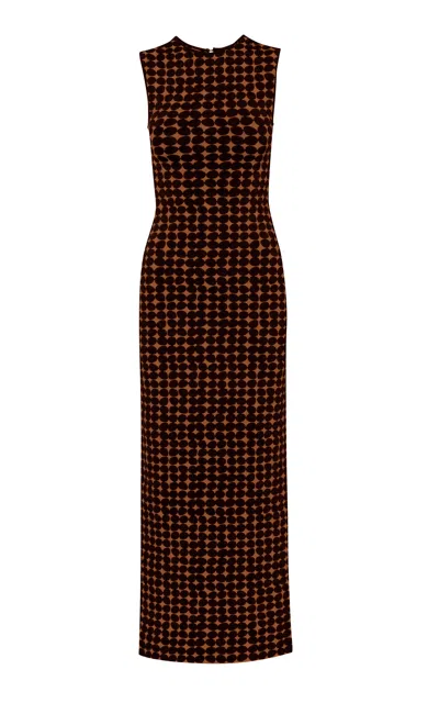 Pepa Pombo Simone Patterned Maxi Dress In Brown