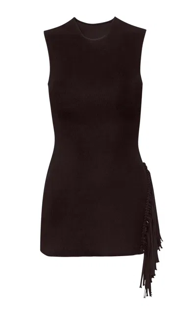 Pepa Pombo Vesa Fringed Top In Brown