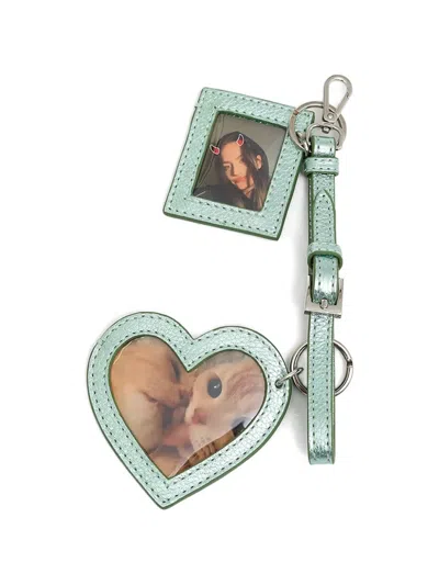 Pepa Salazar Heart-motif Metallic Bag Charm In Blue