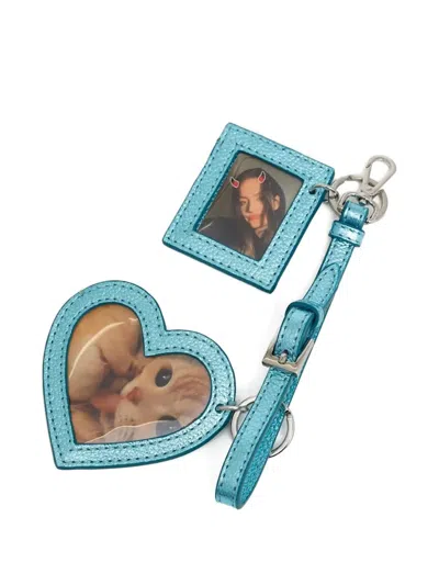 Pepa Salazar Metallic-effect Heart-shape Bag Charm In Blue
