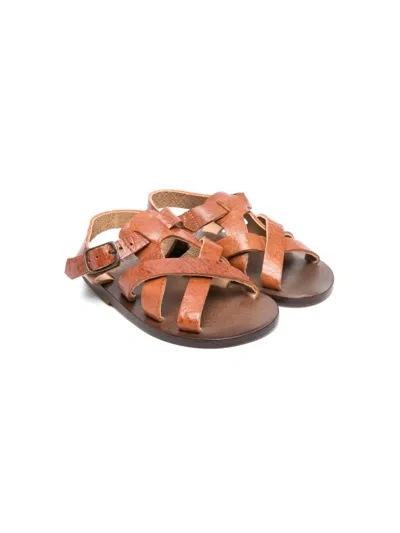 Pèpè Kids' Alberto Leather Sandals In Brown