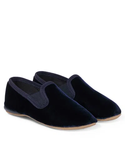 Pèpè Kids' 天鹅绒套穿式鞋履 In Blue