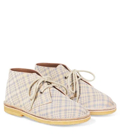 Pèpè Kids' 印花绒面革靴子 In Blue