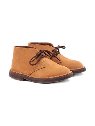 Pèpè Kids' Bobby Suede-leather Lace-up Boots In Brown