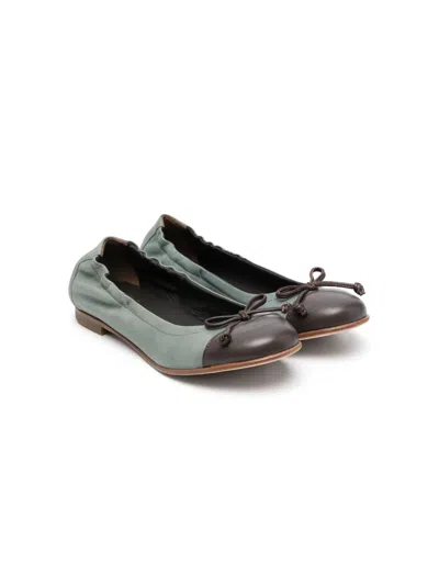 Pèpè Kids' Bow-detail Leather Ballerinas In Grey