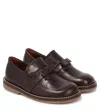 Pèpè Bow-detail Leather Loafers In Brown