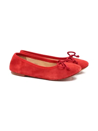 Pèpè Kids' Bow-detail Suede Ballerinas In Red