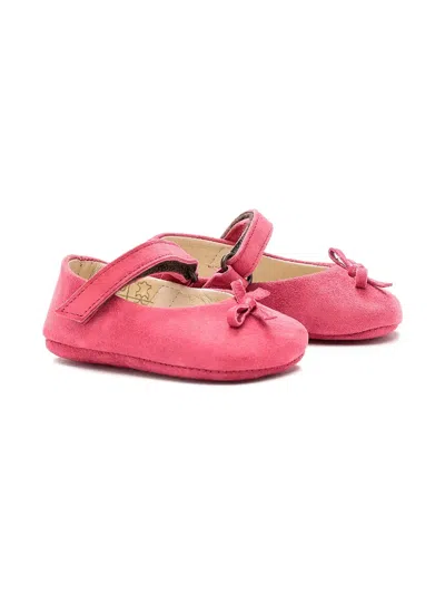 Pèpè Babies' Bow-embellished Suede Crib Shoes In Multi