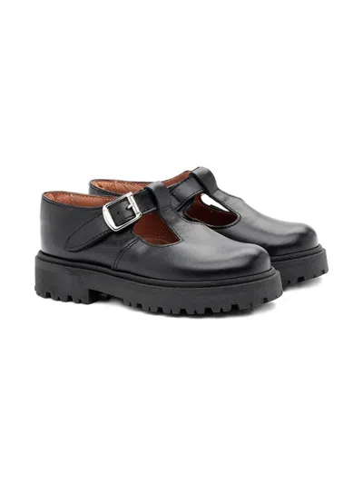 Pèpè Kids' Buckled T-bar Closed-toe Sandals In Black