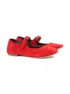 Pèpè Button-fastening Suede Ballerinas In Red