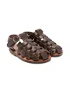 Pèpè Caged Leather Sandals In Brown