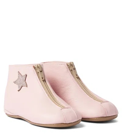 Pèpè Camelia Leather Ankle Boots In Pink