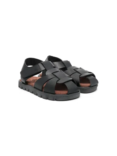 Pèpè Kids' Closed-toe Vegetal Leather Sandals In Black