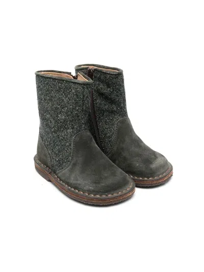Pèpè Kids' Contrast-panel Ankle Boots In Green
