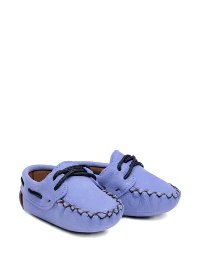 Pèpè Babies' 对比缝线新生儿鞋 In Blue