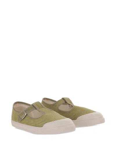Pèpè Kids' Corduroy Ballerina Shoes In Green