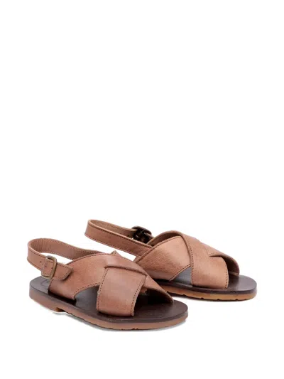 Pèpè Kids' Crossover-strap Sandals In Brown