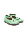 Pèpè Cut-out Leather Ballerina Shoes In Green