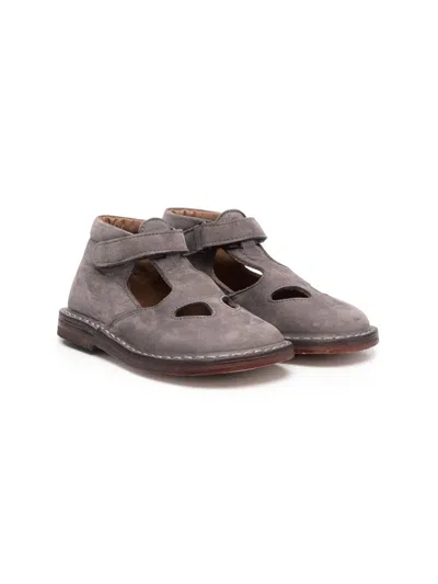 Pèpè Kids' Cut-out Suede Shoes In Grey