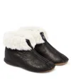 Pèpè Dash Faux Fur-trimmed Leather Booties In Black