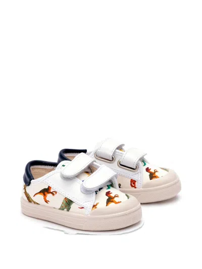 Pèpè Babies' Dinosaur Strap Sneakers In White
