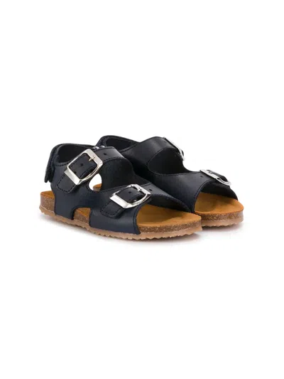 Pèpè Kids' Double Buckle Flat Sandals In Blue