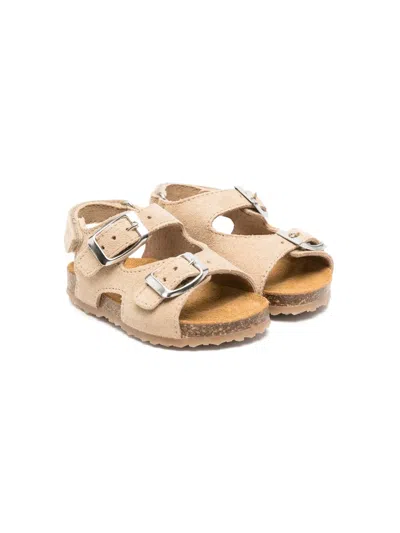 Pèpè Kids' Double-buckle Suede Sandals In Neutrals