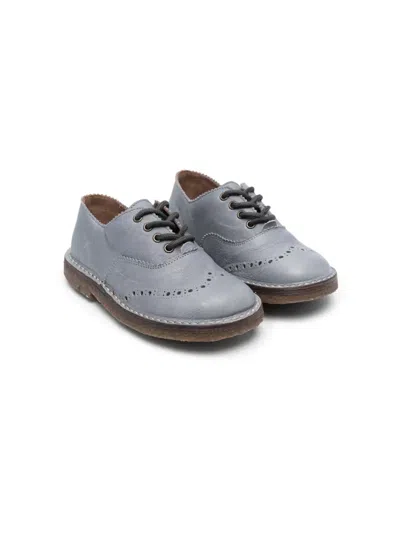 Pèpè Kids' Dusty Leather Brogues In Blue