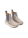 Pèpè Elasticated Panels Leather Boots In Grey