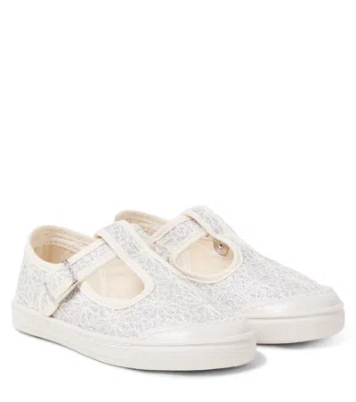 Pèpè Kids' Embroidered Slip-on Shoes In White