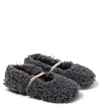 Pèpè Faux Shearling Ballet Flats In Grey