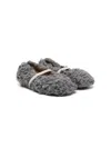 Pèpè Faux-shearling Round-toe Ballerinas In Grey