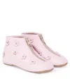 Pèpè Floral-appliqué Leather Boots In Pink