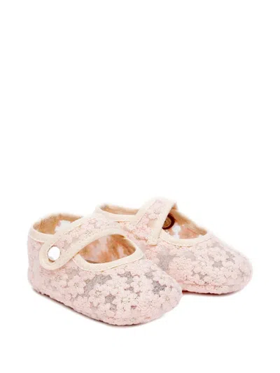 Pèpè Babies' Floral-embroidered Ballet Flats In Pink
