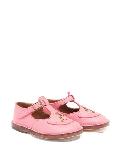 Pèpè Babies' Floral-embroidered T-bar Sandals In Pink