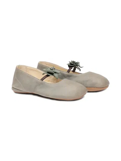 Pèpè Babies' Flower-appliqué Ballerinas In Gray