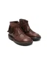 Pèpè Fringed Leather Ankle Boots In Brown