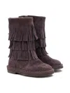 Pèpè Fringed Suede Boots In Brown