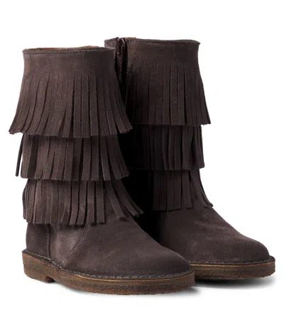 Pèpè Fringed Suede Boots In Brown