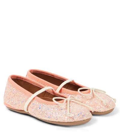 Pèpè Kids' Galassia Glitter Ballet Flats In Pink