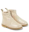 Pèpè Harley Glittered Suede Ankle Boots In Metallic
