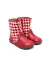 Pèpè Herringbone-pattern Leather Boots In Red