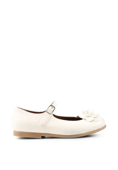 Pèpè Kids' Ivory Ballet Flat For Girl In White