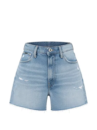 Pepe Jeans A-line Distressed Denim Shorts In Blue