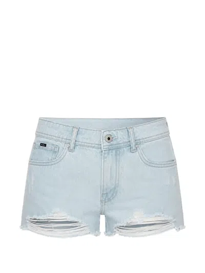 Pepe Jeans Distressed-finish Denim Shorts In Blue