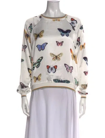 Pre-owned Pepe Jeans Graphic Print Crew Neck Top In White